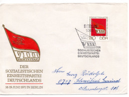 63185 - DDR - 1971 - 20Pfg SED-Parteitag EF A FDC SoStpl BERLIN -> Westdeutschland - Zusammendrucke
