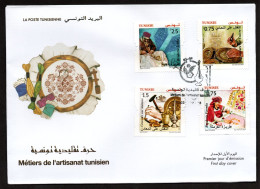 2024- Tunisia - Tunisian Handicrafts - Embroidery - Engraving Metals - Engraving On Copper - FDC - Otros & Sin Clasificación