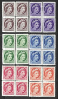 CANADA...QUEEN ELIZABETH II...(1952-22.)...." 1954.."....SET OF 6 X BLOCKS OF 4....EACH 2 X MNH ......2 X MH... - Blocks & Sheetlets