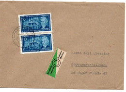 63199 - DDR - 1955 - 2@10Pfg Bebel A Bf TANGERMUENDE -> Westdeutschland - Lettres & Documents