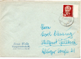 63215 - DDR - 1953 - 24Pfg Pieck EF A Bf TANGERMUENDE -> Westdeutschland - Covers & Documents