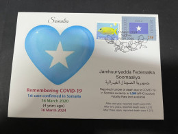 16-3-2024 (3 Y 12) COVID-19 4th Anniversary - Somalia - 16 March 2024 (with Somalia Mali Flag Stamp) - Disease