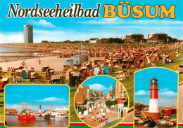 73924848 Buesum_Nordseebad Panorama Strand Hotels Leuchtturm Fussgaengerzone Haf - Büsum