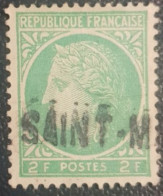 France 2F Used Postmark Stamp 1945-46 Ceres - 1945-47 Ceres De Mazelin
