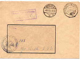 63224 - DDR - 1955 - DienstFensterBf FmAmt EISENHUETTENSTADT -> BERLIN M KastenStpl "Verzoegert Wegen ..." - Cartas & Documentos