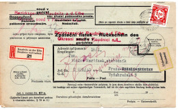 63262 - Deutsches Reich / Böhmen Und Mähren - 1943 - 1,20K Dienst EF A R-RSch RAUDNITZ -> PRAG, "unbekannt" Zurueck - Storia Postale