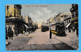 402  URUGUAY MONTEVIDEO AV 18 DE JULIO TRAMWAYS ADVERTISING TAILORING  POSTCARD - Uruguay