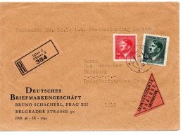 63286 - Deutsches Reich / Böhmen Und Mähren - 1944 - 5K Hitler MiF A R-NN-Bf IGLAU -> Duisburg - Briefe U. Dokumente