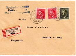 63294 - Deutsches Reich / Böhmen Und Mähren - 1945 - 3K Hitler MiF A R-Bf FERNMELDEAMT PRAG -> RADOTIN - Storia Postale