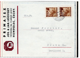 63319 - Deutsches Reich / Böhmen Und Mähren - 1942 - 2@30h Lindenzweig A Kte HUMPOLETZ -> Praha - Briefe U. Dokumente