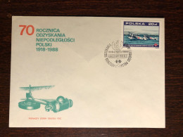 POLAND FDC COVER 1988 YEAR RED CROSS PLANES HEALTH MEDICINE STAMPS - FDC