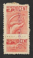 SE)MEXICO, FRAGMENT OF FISCAL STAMP 10C, WITH DISTRICT, USED - Mexico