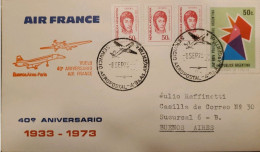 MI) 1973, ARGENTINA, AIR FRANCE, CIRCULATED INTERNALLY, STAMPS OF ARGENTINE FEDERAL POLICE AND GENERAL JOSE DE SAN MARTI - Gebraucht