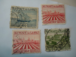 KUWAIT  USED  4  STAMPS  BUILDING TECHOLOGY OIL SHIPS WITH POSTMARK - Kuwait