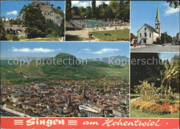 72267658 Singen Hohentwiel Kirche Schwimmbad Fliegeraufnahme Singen - Singen A. Hohentwiel