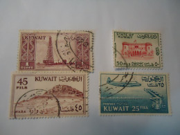 KUWAIT  USED  4  STAMPS   OIL MONUMENTS AIRPLANES - Kuwait