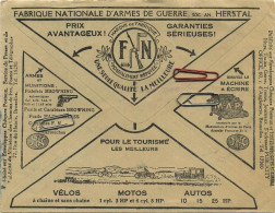 Old Envelope With Publicité 1923: FN Herstal : Fabrique Armes De Guerre : Vélos-motos-auto - Machine écrire - Carabines - Omslagen
