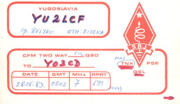 QSL Card Yugoslavia Amateur Radio Station YU2LCF Y03CD 1983 Zelikz - Radio Amateur