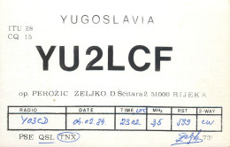 QSL Card Yugoslavia Amateur Radio Station YU2LCF Y03CD 1984 Zelika - Radio Amatoriale