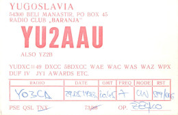 QSL Card Yugoslavia Amateur Radio Station YU2AAU Y03CD 1983 Zeliko - Radio Amateur