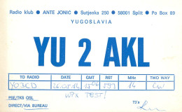 QSL Card Yugoslavia Amateur Radio Station YU2AKL Y03CD 1984 - Radio Amatoriale
