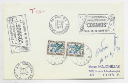 TAXE 30C FLEURS PAIRE LYON TAXES 1971 SUR CARTE NON AFFRANCHIE MEC SECAP NICE EXPO COSMOS - 1960-.... Briefe & Dokumente