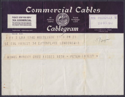 Télégramme "Commercial Cables / Cablegram" De QUEBEC Pour LONDRES - Càd Arrivée [169. PICADILLY. W / 24 OCT.1943/…] - Covers & Documents