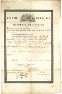 Dispense Définitive Accordée à Un Miitaire Conscrit Au Département De La Dyle, Fait à Bruxelles 1er Octobre 1810 (env. 2 - Documenti