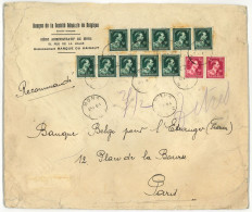 Grande Env. Recommandée "Banque Société Générale De Belgique" Affr. 10x N°696 +2x N°691 Càd MONS /23-2-1946 Pour PARIS ( - 1936-1957 Open Collar