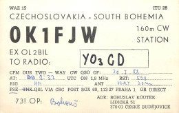 QSL Card Yugoslavia Amateur Radio Station OK1FJW Y03CDBahous - Radio Amateur