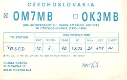 QSL Card Yugoslavia Amateur Radio Station OM7MB OK3MB Y03CD Viliam Kuspal - Radio Amateur