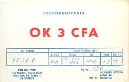 QSL Card Czechoslovakia Radio Amateur Station OK3CFA Y03CD 1983 Attila - Radio Amateur