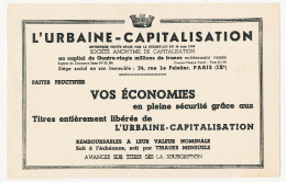 Buvard 21 X 13.5 L'URBAINE-CAPITALISATION Au Capital De Quatre-vingt Millions De Francs - Banco & Caja De Ahorros