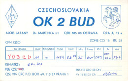 QSL Card Czechoslovakia Radio Amateur Station OK2BUD Y03CD 1983 Alois Lazany - Radio Amateur