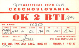 QSL Card Czechoslovakia Radio Amateur Station OK2BTI Y03CD 1984 Jaroslav - Radio Amateur