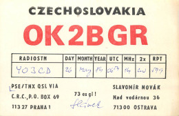 QSL Card Czechoslovakia Radio Amateur Station OK2BGR Y03CD 1984 Slavomir - Radio Amateur