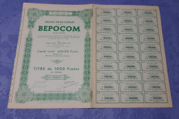 Belgian Polish Company - BEPOCOM S.A. - Commerce - Titre De 1000 Frs Au Porteur - Pologne - Bruxelles 1958. - Industry