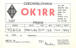 QSL Card Czechoslovakia Radio Amateur Station OK1RR Y03CD 1983 Martin Kratoska - Radio Amateur