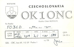 QSL Card Czechoslovakia Radio Amateur Station OK1ONC Y03CD 1983 - Radio Amateur