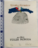 Exlibris Ovidiu Petca. Rimsky-Korsakov Musique. Ex-libris Ovidiu Petca, 1988. Rimsky-Korsakov Music - Ex-libris