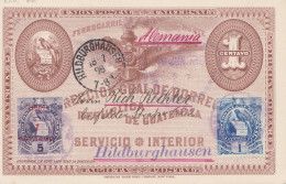 Guatemala: 1898: Post Card Servicio Interior  To Hildburghausen  - Guatemala