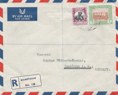Sudan 1952: Air Mail Registered No. 138 Khartoum 2 To Iserlohn - Soudan (1954-...)