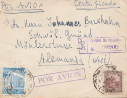 Venezuela Air Mail Registered To Schwäbisch Gmünd - Venezuela