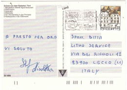 CARTOLINA PER ITALIA CON ANNULLO TARGHETTA - Storia Postale