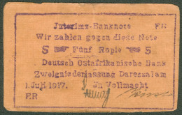 German East Africa 5 Rupien 1. Juli 1917 Rosenberg Nr.937c RARITÄT, III+ - Deutsch-Ostafrika
