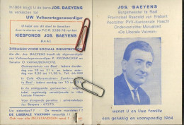 BAAL :  Jos Baeyens   PVV    :  Burgemeester  :  Kalender 1964   (  See Scans ) - Grossformat : 1961-70