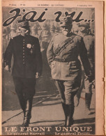 Revue Hebdomadaire "J'ai Vu" N° 94 Du 2 Septembre 1916 - Grande Guerre: Le Front Unique (Général Sarrail Et Petitti) - 1900 - 1949