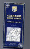 Grande Carte MICHELIN N°987  Allemagne Benelux Autriche Grandes Routes 1965  (M6430 ) - Mapas Topográficas