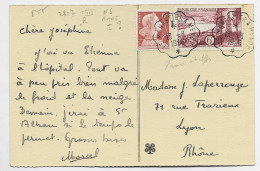 MULLER 6FR ROULETTE +6FR BORDELAISE CARTE CONVOYEUR LE MONASTIER A MENDE 13.3.1956 AU TARIF AFFR RARE - 1955-1961 Marianne Van Muller