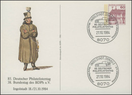 PP 106/148 Philatelistentag 1984: Postillon Mit Mantel, SSt Ingolstadt 21.10.84 - Privatumschläge - Ungebraucht